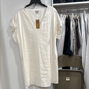 Daniel Cremieux White Ruffled Tunic Dress